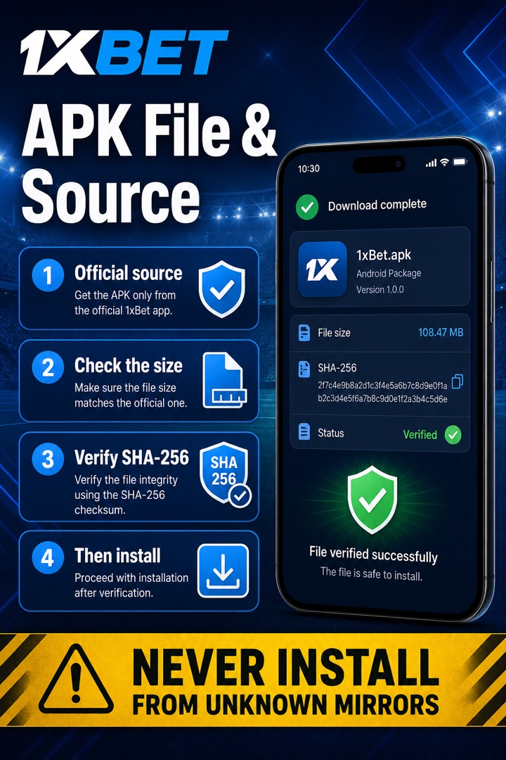 Peringatan Android saat membuka berkas 1xbet.apk