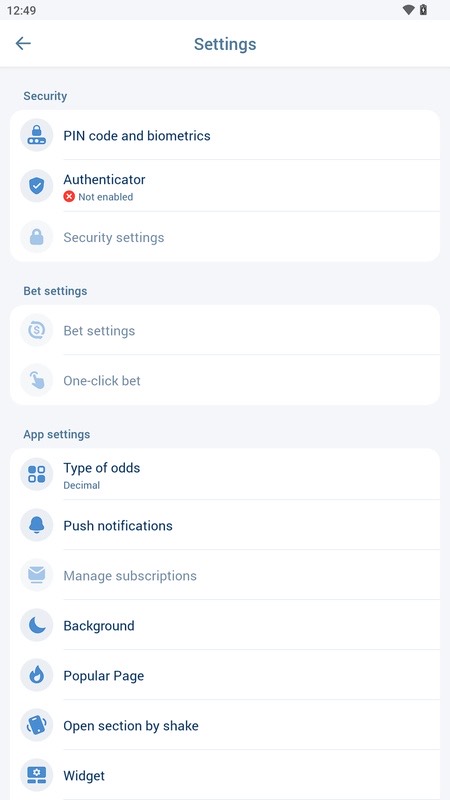 Pengaturan keamanan dan notifikasi di aplikasi